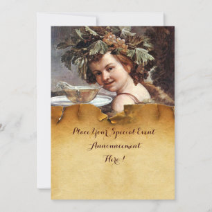 BACCHUS, WEINVERSUCHEN PARTY ROT WAX SIEGEL PARCHM EINLADUNG