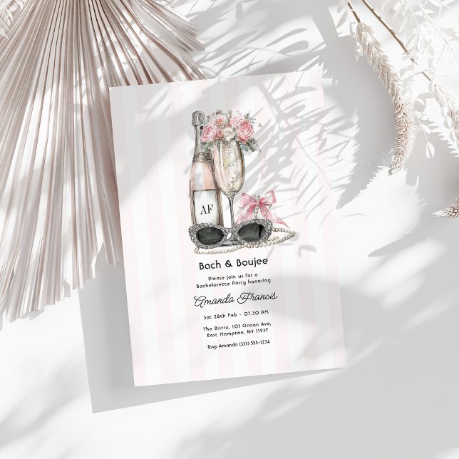 Bach & Boujee Monogram Chic Junggesellinnenabschie Einladung (Bach & Boujee Monogram Chic Bachelorette Party Invitation)