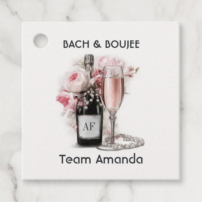 Bach & Boujee Personalisiertes Team Braut Geschenkanhänger (Vorderseite)
