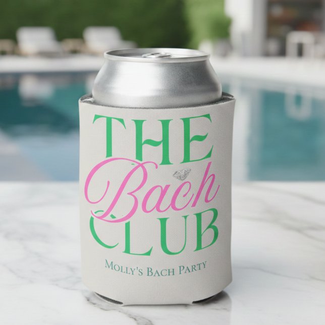 Bach Club Modern Simple Pink Green Bachelorette Dosenkühler (Bach Club Modern Simple Pink Green Bachelorette Can Cooler)