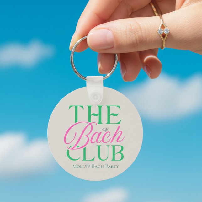 Bach Club Modern Simple Pink Green Bachelorette Schlüsselanhänger (Bach Club Pink Bachelorette Keychain)