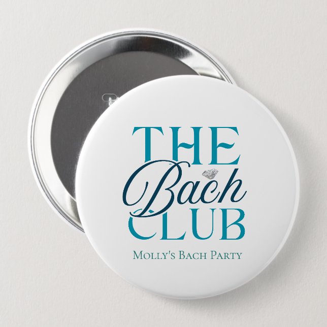 Bach Club Moderner Blue Junggeselinnen-Abschied Button (Vorne & Hinten)