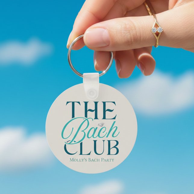 Bach Club Moderner Blue Junggeselinnen-Abschied Schlüsselanhänger (Bach Club Modern Simple Blue Bachelorette Party Keychain)