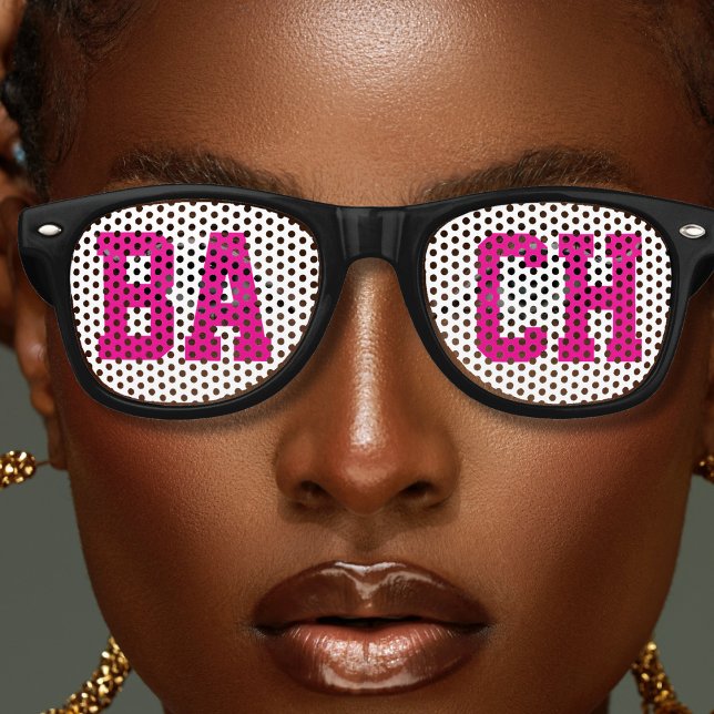 Bach Junggeselinnen-Abschied favorisieren Hot Pink Partybrille (Bach Bachelorette Party Favor Hot Pink & White Retro Sunglasses
)