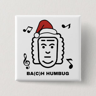 BACH Lustige klassische Musik Komponist Weihnachts Button