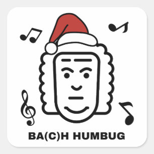 BACH Lustige klassische Musik Komponist Weihnachts Quadratischer Aufkleber