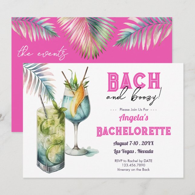 Bach und Bachelorette Einladung (Vorne/Hinten)