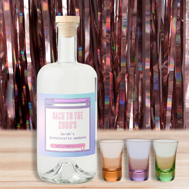Bach zu den 2000er Jahren Y2K Bachelorette Persona Alkoholflaschenetikett (Bach To The 2000's Y2K Bachelorette Personalized Bottle Labels)