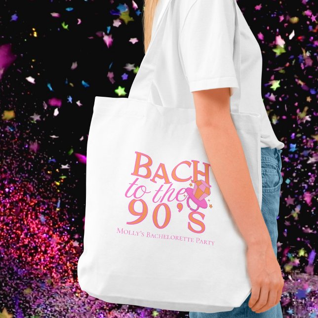 Bach zu den 90er Jahren - Retro-Junggeselinnen-Abs Tragetasche (Bach to the 90s tote bag with modern serif font – perfect for bridal celebrations!)