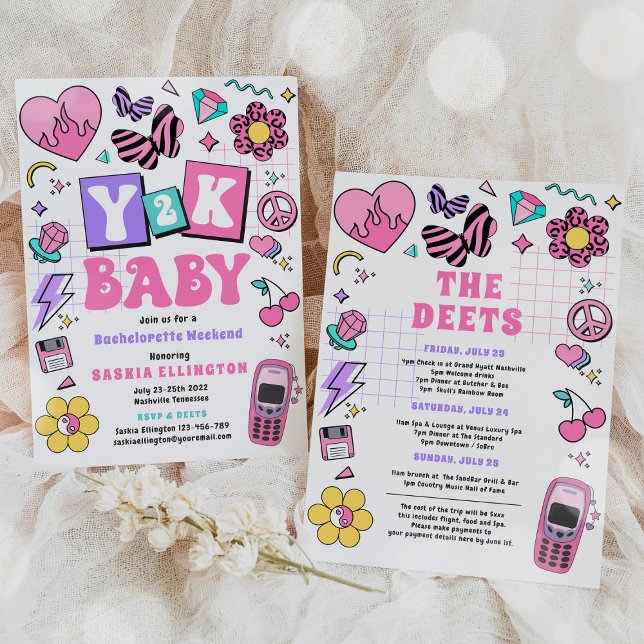 Bach zu den 90er Jahren Y2K Bachelorette Wochenend Einladung (Von Creator hochgeladen)