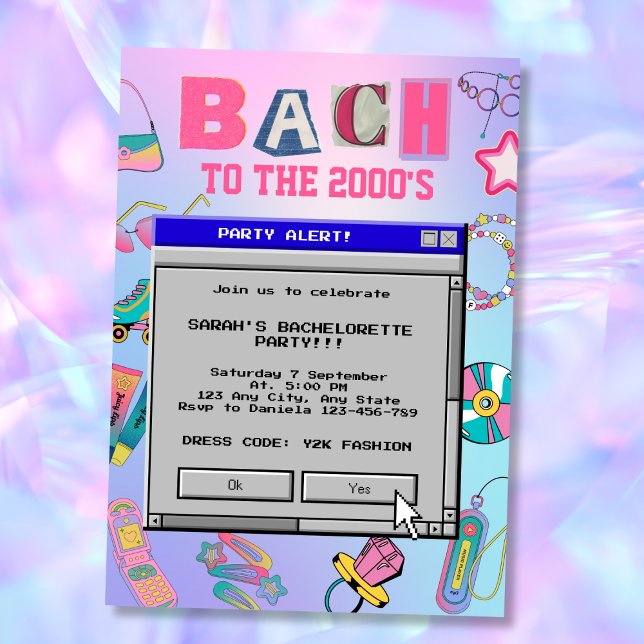 Bach zum 2000er-Jahr-200-Junggeselinnen-Abschied Einladung (Bach To The 2000's Y2K Bachelorette Party Invitation)