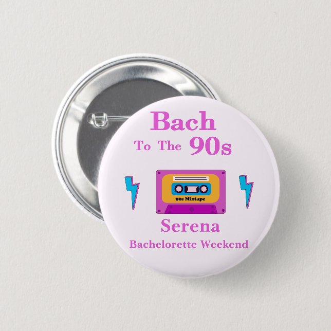 Bach zum 90er-Cassette-Tape-Junggeselinnen-Abschie Button (Vorne & Hinten)