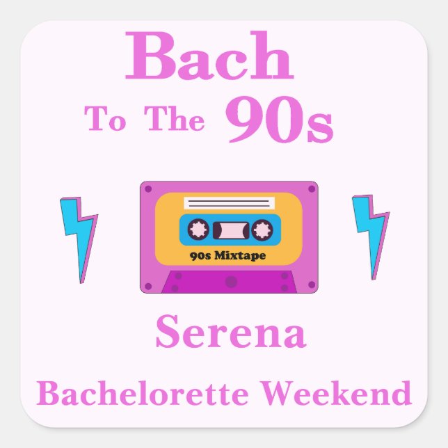 Bach zum 90er-Cassette-Tape-Junggeselinnen-Abschie Quadratischer Aufkleber (Vorderseite)