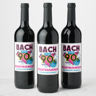 Bach zum 90er-Junggeselinnen-Abschied Weinetikett