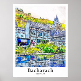 Bacharach Deutschland Kunst Reisen Wasserfarben Ha Poster