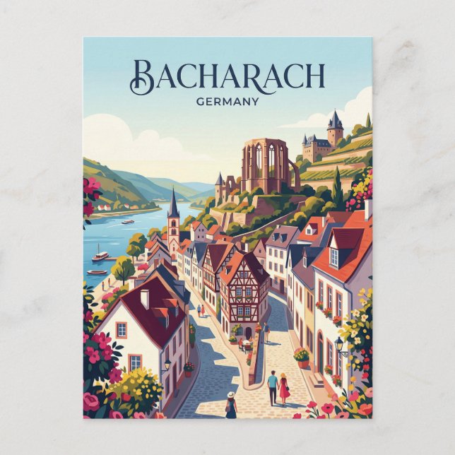 Bacharach Deutschland Postkarte (Vorderseite)