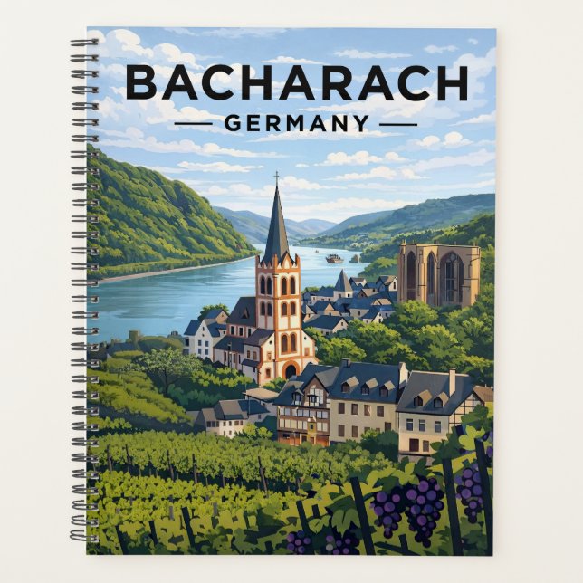 Bacharach Germany Vintage Travel Art  Planer (Vorderseite)
