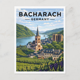 Bacharach Germany Vintage Travel Art Postcard Postkarte