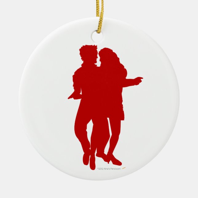 Bachata Latin Dancers Silhouette Custom Keramikornament (Vorne)