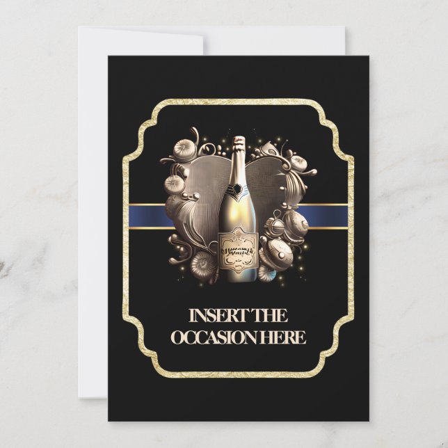 Bachelor Abschluss Geburtstag | Sektschik Einladung (Vorderseite)