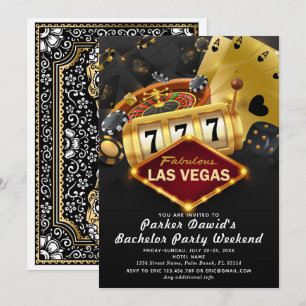 Bachelor Casino Party Schwarzes Gold Einladung
