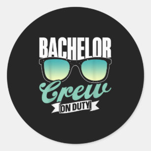 Bachelor-Crew über das Party des Arbeitsteams Groo Runder Aufkleber