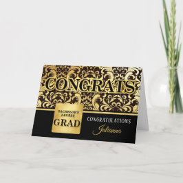 Bachelor Grad Grad Grad in Imitate Gold Foil mit N Karte