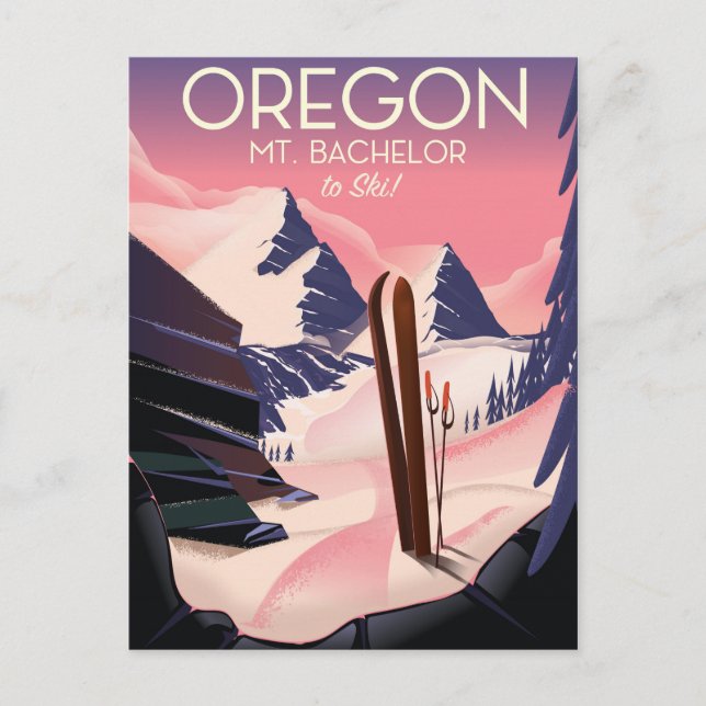 Bachelor Oregon Skifahrplakat Postkarte (Vorderseite)