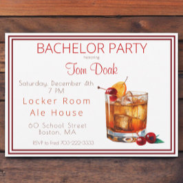Bachelor Party Alt modische Drink White Border Einladung