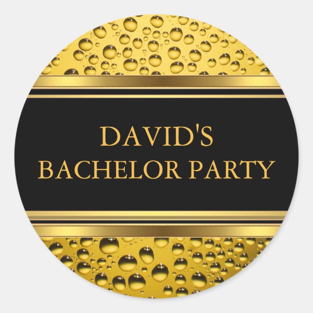 Bachelor-Party-Aufkleber für Gold- und Black-Biere Runder Aufkleber (Vorderseite)