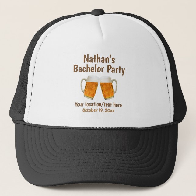 Bachelor Party Beer Cheer Gastgeschenk Hochzeit Truckerkappe (Vorderseite)