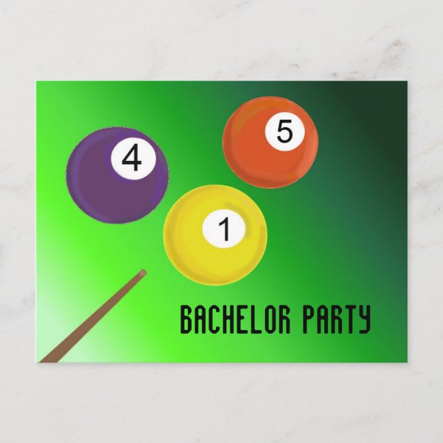 Bachelor Party Billiard Balls Einladungspostkarte (Vorderseite)
