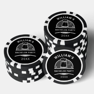 Bachelor Party Black and White Biere Pokerchips