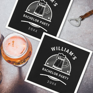 Bachelor Party Black and White Biere Serviette