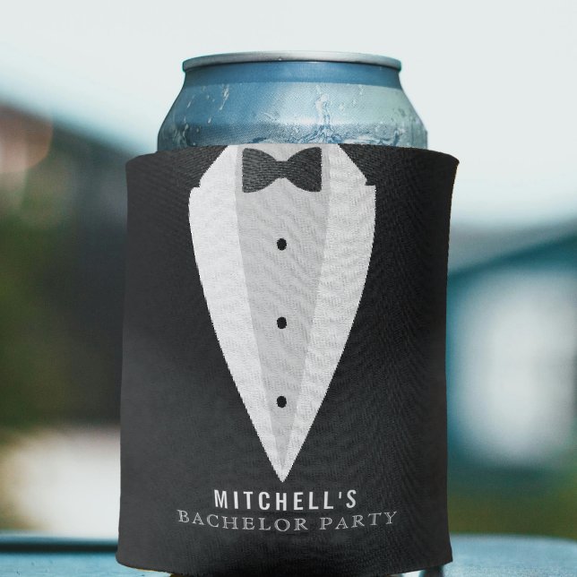 Bachelor Party Black Anzug & Bowtie Dosenkühler (Bachelor Party Black Suit & Bowtie Can Cooler
)