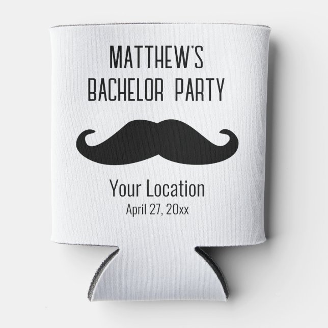 Bachelor Party Black Mustache Gastgeschenk Hochzei Dosenkühler (Vorderseite)