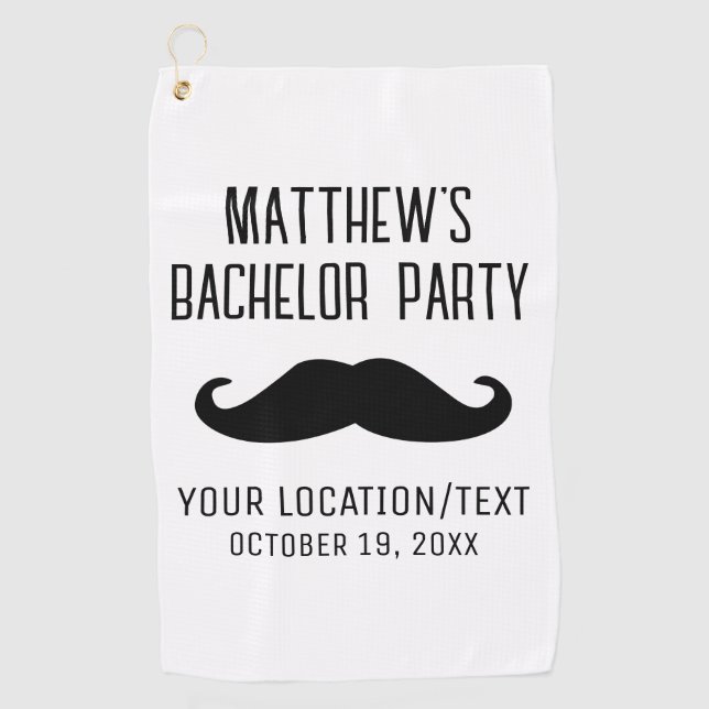 Bachelor Party Black Mustache Hochzeit Golfhandtuch (Vorderseite)