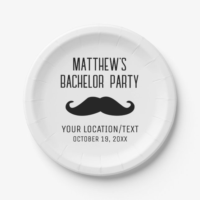 Bachelor Party Black Mustache Hochzeit Pappteller (Vorderseite)