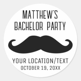 Bachelor Party Black Mustache Hochzeit Runder Aufkleber