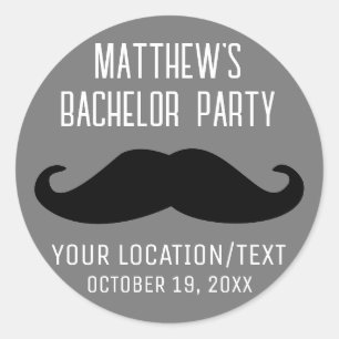 Bachelor Party Black Mustache Hochzeit Runder Aufkleber