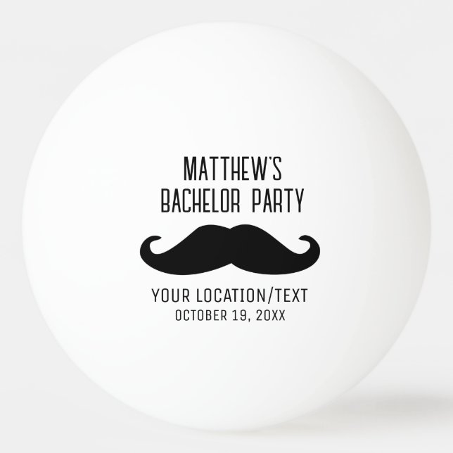 Bachelor Party Black Mustache Hochzeit Tischtennisball (Vorderseite)