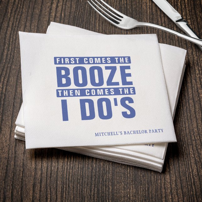 Bachelor Party Booze bevor ich blauer mache Serviette (Bachelor Party Booze Before I Dos Blue Napkins
)