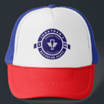 Bachelor Party-Branding für Navy Blue Ber Abzeiche Truckerkappe<br><div class="desc">Bachelor Party Abzeichen Bachelor Party Branding Navy Blauer Bierbrauer mit Vorname und Party Monat und Jahr.</div>