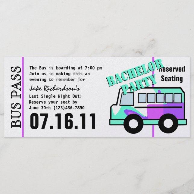 Bachelor Party Bus Pass Programm (Vorderseite)