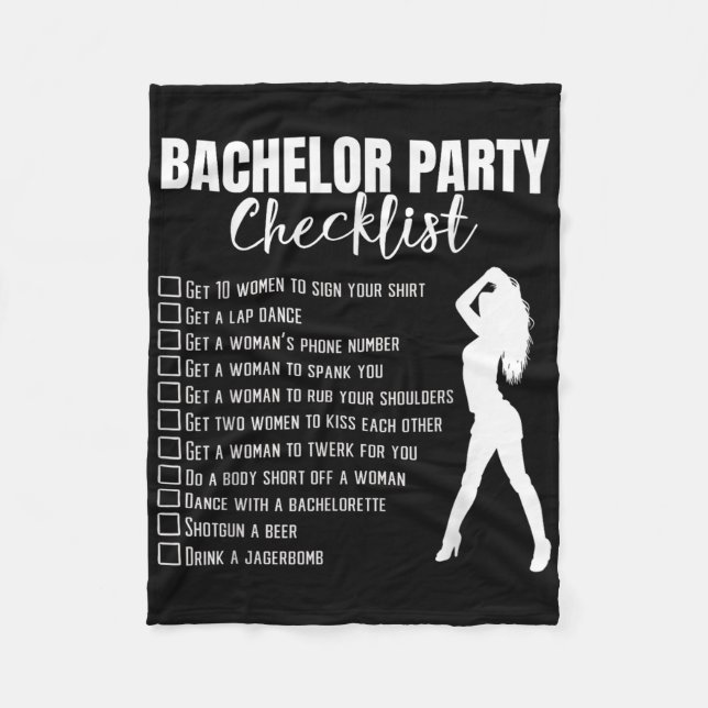 Bachelor Party Checklist Briom Groom Stag Night Pa Fleecedecke (Vorderseite)