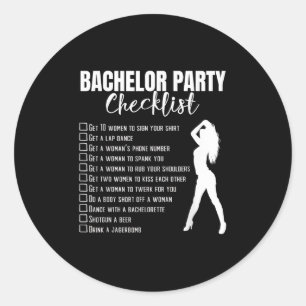 Bachelor Party Checklist Briom Groom Stag Night Pa Runder Aufkleber
