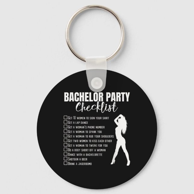 Bachelor Party Checklist Briom Groom Stag Night Pa Schlüsselanhänger (Vorderseite)