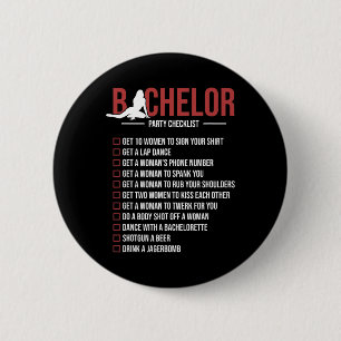 Bachelor Party Checklist Funny Groom Bachelor Teil Button