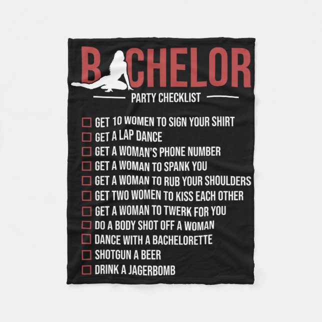 Bachelor Party Checklist Funny Groom Bachelor Teil Fleecedecke (Vorderseite)