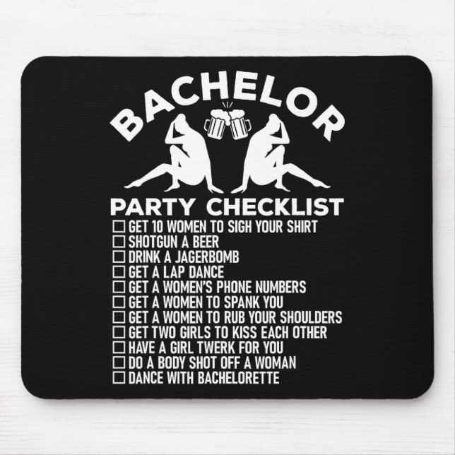 Bachelor Party Checklist Funny Trauzeugen Groom Sq Mousepad (Vorne)